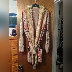 Tasha Polizzi NEW Cardigan with Faux Fur Trim
